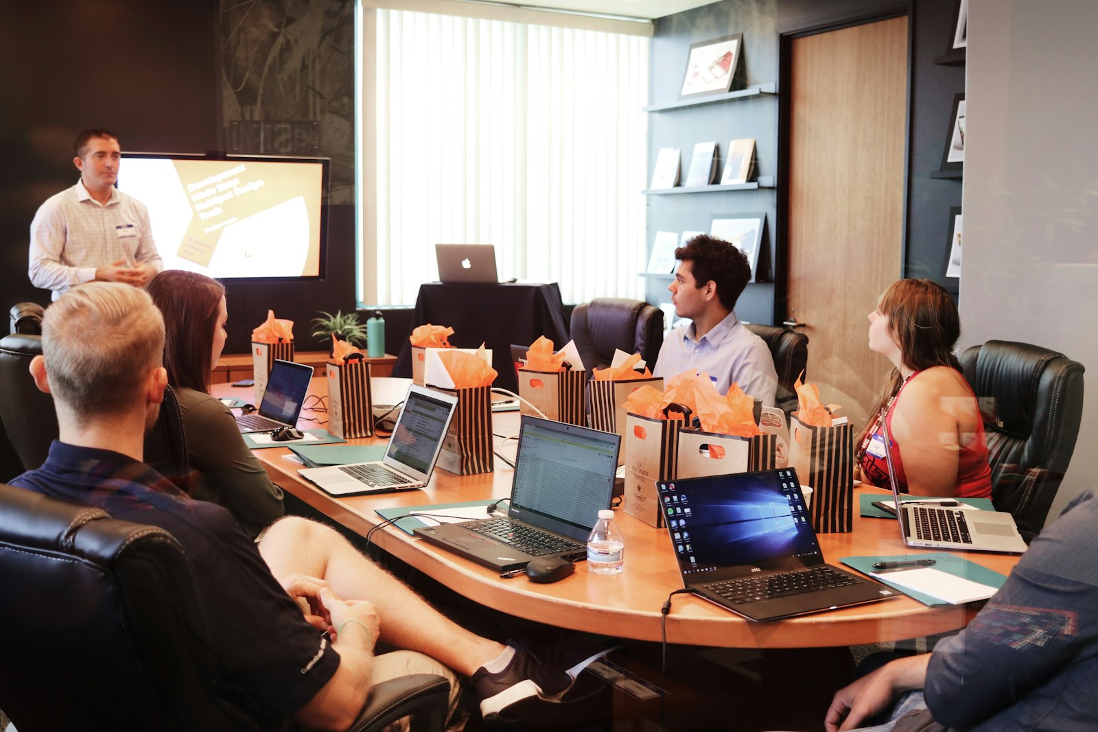 Creative review session comparing launch asset variants on a screen